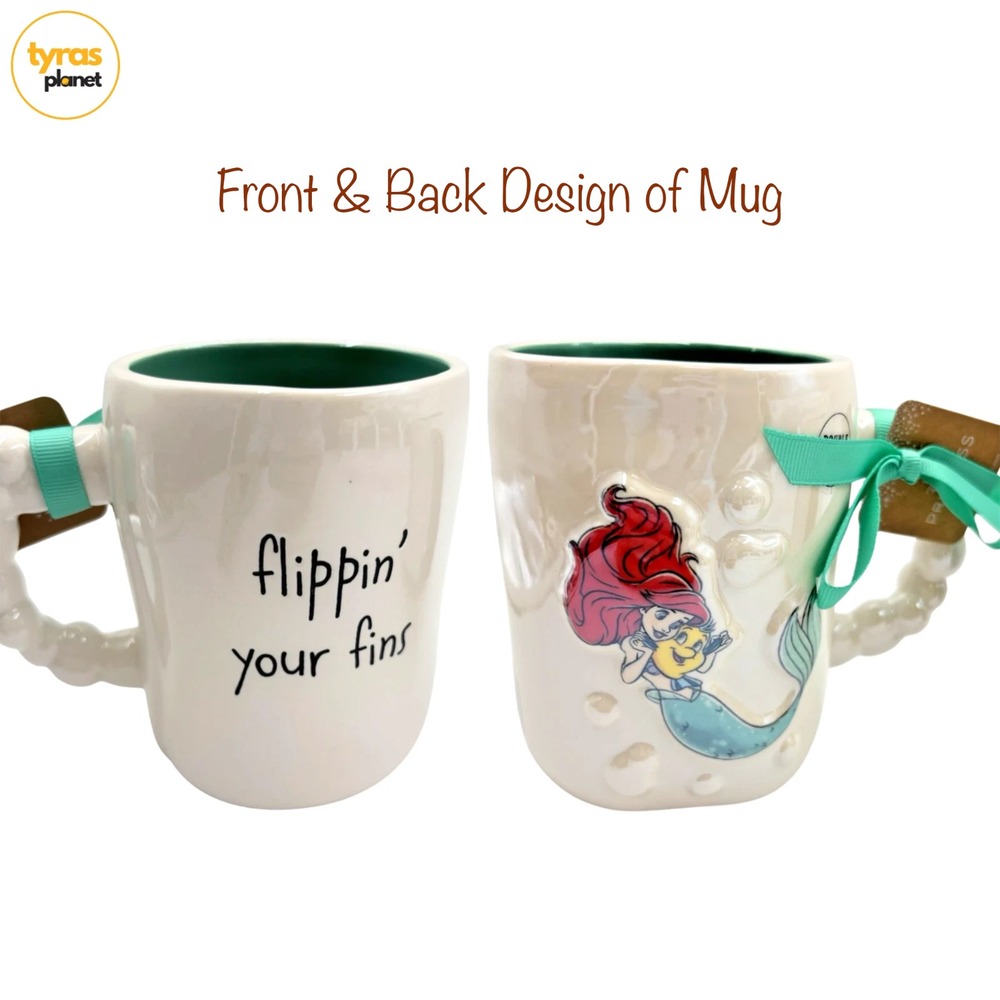 Rae Dunn Disney Little Mermaid Ariel Flippin' Your Fins Double Sided Mug NWT